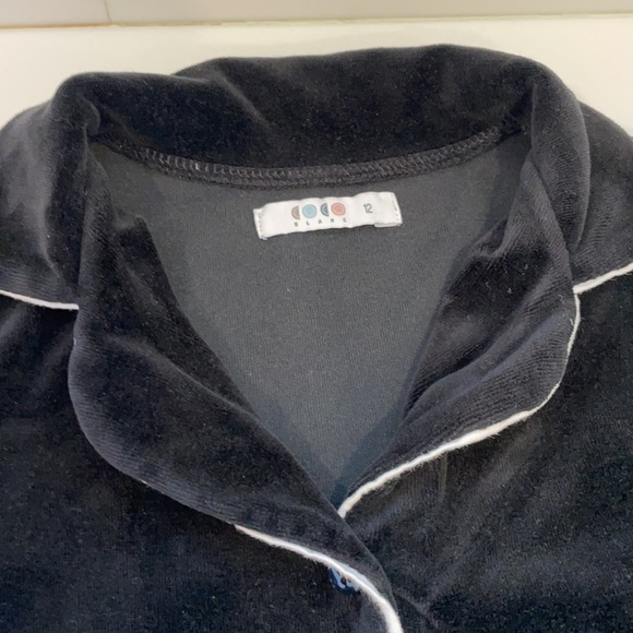 Coco Blanc kids plush black velour loungewear set - Picture 3 of 4